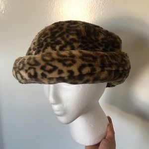 Vintage Leather Faux Fur Hat